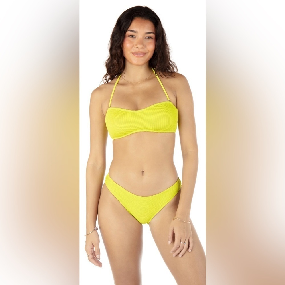 Hurley Neon Green Scrunch Ribbed Bikini Bottom Swimwear